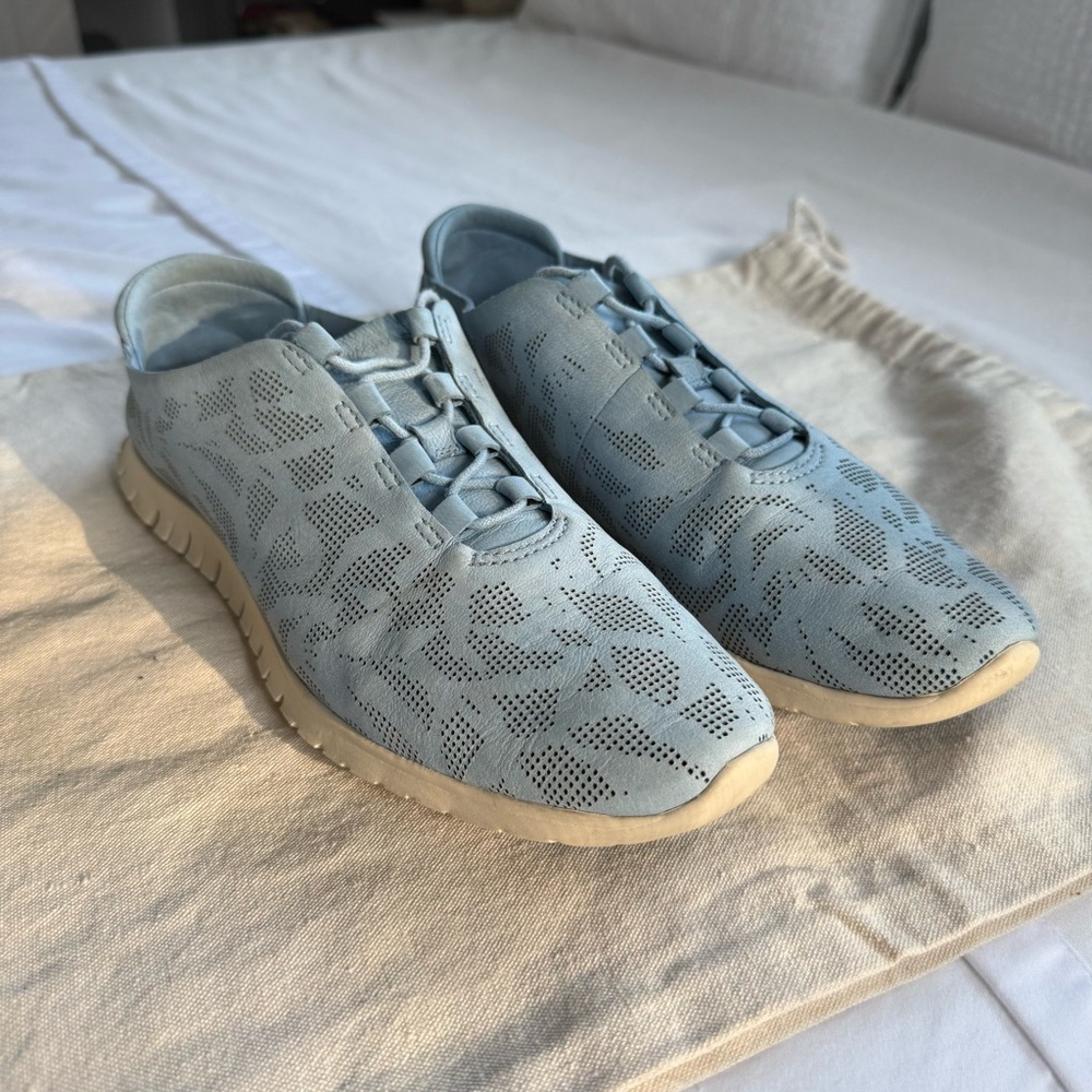 Cole Hann Women's Zero Grand Blue Perforated Trainer Sneaker
